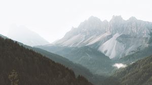 Preview wallpaper mountains, forest, fog, slopes, trees