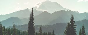 Preview wallpaper mountains, forest, fog, landscape, nature