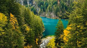 Preview wallpaper mountains, forest, lake, valley, landscape