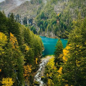 Preview wallpaper mountains, forest, lake, valley, landscape