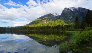 Preview wallpaper mountains, forest, lake, reflection, landscape