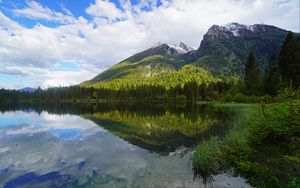 Preview wallpaper mountains, forest, lake, reflection, landscape