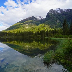 Preview wallpaper mountains, forest, lake, reflection, landscape