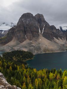 Preview wallpaper mountains, forest, lake, landscape, nature, view