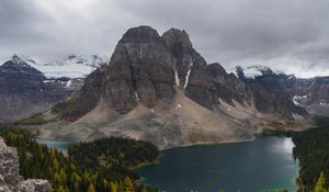 Preview wallpaper mountains, forest, lake, landscape, nature, view