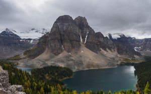 Preview wallpaper mountains, forest, lake, landscape, nature, view