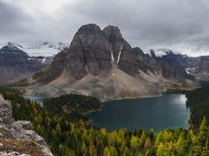 Preview wallpaper mountains, forest, lake, landscape, nature, view