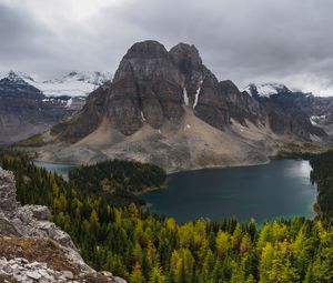 Preview wallpaper mountains, forest, lake, landscape, nature, view