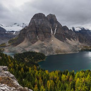 Preview wallpaper mountains, forest, lake, landscape, nature, view