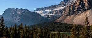 Preview wallpaper mountains, forest, lake, snow, landscape, nature