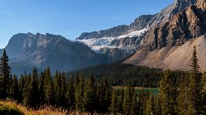 Preview wallpaper mountains, forest, lake, snow, landscape, nature