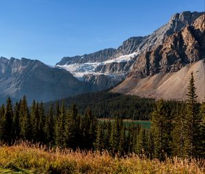 Preview wallpaper mountains, forest, lake, snow, landscape, nature