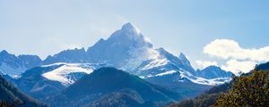 Preview wallpaper mountains, forest, landscape, trees, peak, mountain range