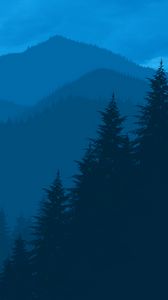 Preview wallpaper mountains, forest, landscape, dark, art