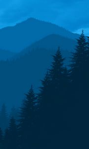 Preview wallpaper mountains, forest, landscape, dark, art