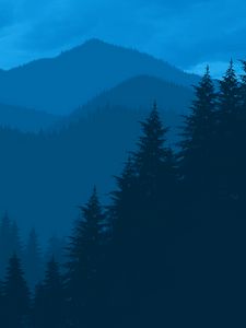 Preview wallpaper mountains, forest, landscape, dark, art