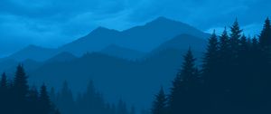 Preview wallpaper mountains, forest, landscape, dark, art