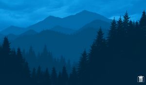 Preview wallpaper mountains, forest, landscape, dark, art