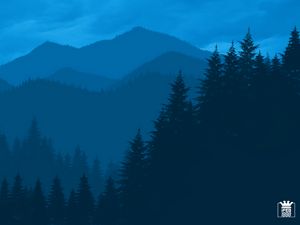 Preview wallpaper mountains, forest, landscape, dark, art