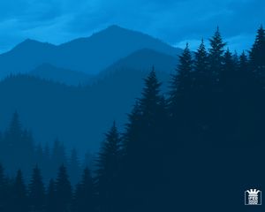 Preview wallpaper mountains, forest, landscape, dark, art