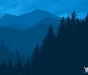 Preview wallpaper mountains, forest, landscape, dark, art