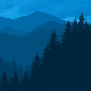 Preview wallpaper mountains, forest, landscape, dark, art