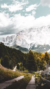 Preview wallpaper mountains, forest, path, landscape, nature