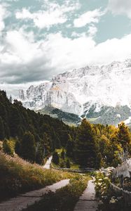 Preview wallpaper mountains, forest, path, landscape, nature