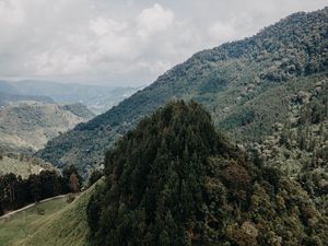 Preview wallpaper mountains, forest, peaks, slopes, landscape