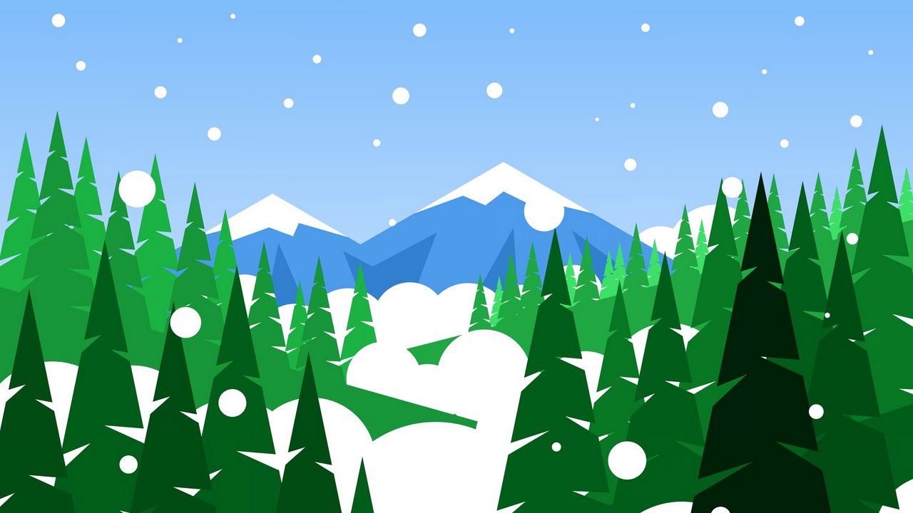 Wallpaper mountains, forest, snow, art, vector