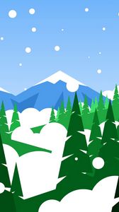 Preview wallpaper mountains, forest, snow, art, vector
