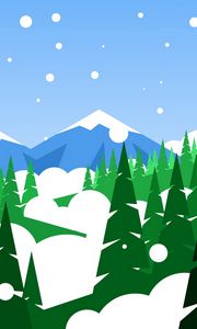 Preview wallpaper mountains, forest, snow, art, vector