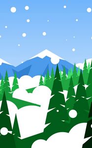 Preview wallpaper mountains, forest, snow, art, vector
