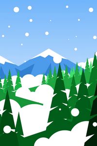 Preview wallpaper mountains, forest, snow, art, vector