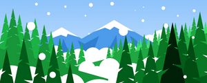 Preview wallpaper mountains, forest, snow, art, vector
