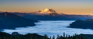 Preview wallpaper mountains, forest, spruce, clouds, valley