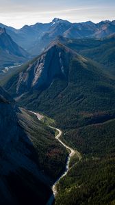 Preview wallpaper mountains, forest, trail, trees, nature