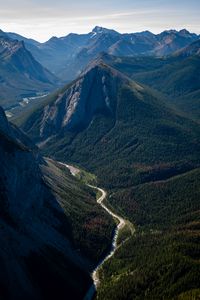 Preview wallpaper mountains, forest, trail, trees, nature