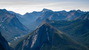 Preview wallpaper mountains, forest, trail, trees, nature