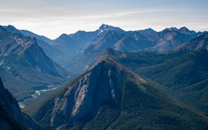 Preview wallpaper mountains, forest, trail, trees, nature