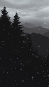 Preview wallpaper mountains, forest, trees, snow, vector, art