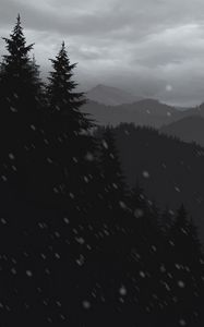 Preview wallpaper mountains, forest, trees, snow, vector, art