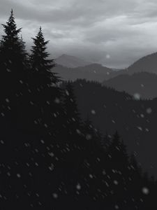 Preview wallpaper mountains, forest, trees, snow, vector, art