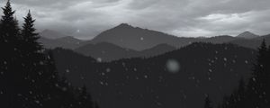 Preview wallpaper mountains, forest, trees, snow, vector, art