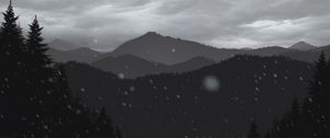 Preview wallpaper mountains, forest, trees, snow, vector, art