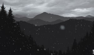 Preview wallpaper mountains, forest, trees, snow, vector, art