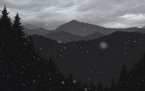 Preview wallpaper mountains, forest, trees, snow, vector, art