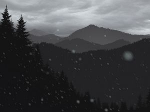 Preview wallpaper mountains, forest, trees, snow, vector, art