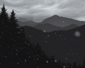 Preview wallpaper mountains, forest, trees, snow, vector, art
