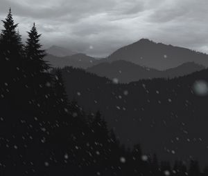 Preview wallpaper mountains, forest, trees, snow, vector, art